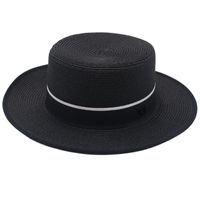 Women's Pastoral Simple Style Color Block Straps Wide Eaves Straw Hat sku image 2