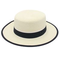 Women's Pastoral Simple Style Color Block Straps Wide Eaves Straw Hat sku image 5