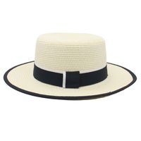 Women's Pastoral Simple Style Color Block Straps Wide Eaves Straw Hat main image 2