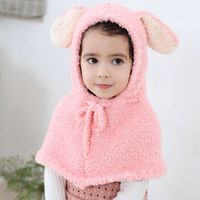 Girl's Sweet Solid Color Pom Poms Shawl 1 Piece main image 2