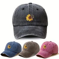 Unisex Retro Simple Style Sunflower Printing Curved Eaves Baseball Cap main image 6