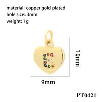 Romantic Simple Style Letter Heart Shape Copper Plating Inlay Zircon 18k Gold Plated Charms sku image 4