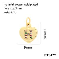 Romantic Simple Style Letter Heart Shape Copper Plating Inlay Zircon 18k Gold Plated Charms main image 10