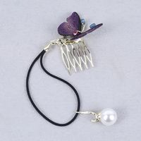 Women's Retro Simple Style Butterfly Synthetics Alloy Embroidery Plating Inlay Rhinestones Pearl Insert Comb main image 5