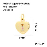 Romantic Simple Style Letter Heart Shape Copper Plating Inlay Zircon 18k Gold Plated Charms sku image 7