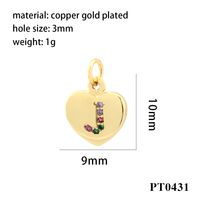 Romantic Simple Style Letter Heart Shape Copper Plating Inlay Zircon 18k Gold Plated Charms sku image 8