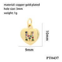 Romantic Simple Style Letter Heart Shape Copper Plating Inlay Zircon 18k Gold Plated Charms sku image 10