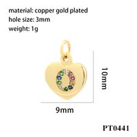 Romantic Simple Style Letter Heart Shape Copper Plating Inlay Zircon 18k Gold Plated Charms sku image 12