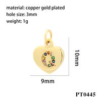 Romantic Simple Style Letter Heart Shape Copper Plating Inlay Zircon 18k Gold Plated Charms sku image 13