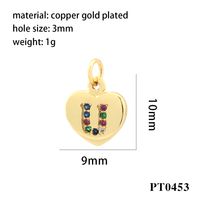 Romantic Simple Style Letter Heart Shape Copper Plating Inlay Zircon 18k Gold Plated Charms sku image 15
