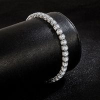 Streetwear Solid Color Sterling Silver Plating Inlay Artificial Diamond Silver Plated Bracelets main image 4