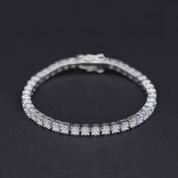 Streetwear Solid Color Sterling Silver Plating Inlay Artificial Diamond Silver Plated Bracelets main image 1