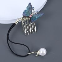 Women's Retro Simple Style Butterfly Synthetics Alloy Embroidery Plating Inlay Rhinestones Pearl Insert Comb sku image 2