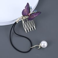 Women's Retro Simple Style Butterfly Synthetics Alloy Embroidery Plating Inlay Rhinestones Pearl Insert Comb sku image 1