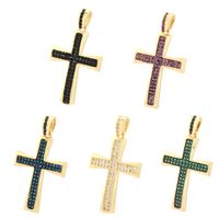 Hip-hop Simple Style Cross Copper Plating Inlay Zircon 18k Gold Plated Charms main image 4