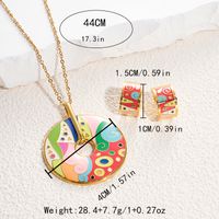 304 Stainless Steel Gold Plated Bohemian Artistic Enamel Plating Color Block Flower Earrings Necklace main image 5