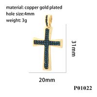 Hip-hop Simple Style Cross Copper Plating Inlay Zircon 18k Gold Plated Charms main image 5