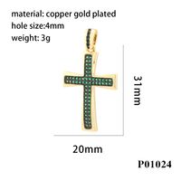 Hip-hop Simple Style Cross Copper Plating Inlay Zircon 18k Gold Plated Charms main image 6