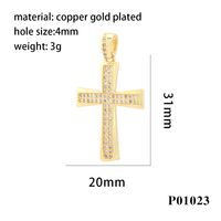 Hip-hop Simple Style Cross Copper Plating Inlay Zircon 18k Gold Plated Charms main image 7