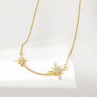 Simple Style Commute Solid Color Stainless Steel Inlay Zircon 14k Gold Plated Necklace sku image 1