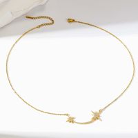 Simple Style Commute Solid Color Stainless Steel Inlay Zircon 14k Gold Plated Necklace main image 3