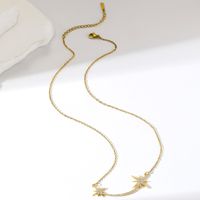 Simple Style Commute Solid Color Stainless Steel Inlay Zircon 14k Gold Plated Necklace main image 4