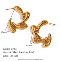 1 Pair Vintage Style Simple Style Irregular Solid Color Plating Stainless Steel 18k Gold Plated Drop Earrings sku image 12