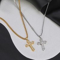 304 Stainless Steel Hip-Hop Retro Plating Cross Pendant Necklace main image 4