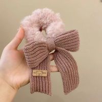 Retro Bow Knot Plush Hair Tie sku image 2