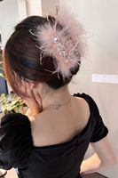 Elegant Solid Color Feather Inlay Rhinestones Hair Claws main image 3
