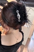 Elegant Solid Color Feather Inlay Rhinestones Hair Claws main image 2