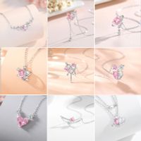 Sweet Classic Style Heart Shape Sterling Silver Plating Inlay Zircon White Gold Plated Pendant Necklace main image 1