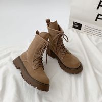 Women's British Style Solid Color Round Toe Classic Boots main image 2