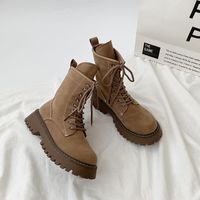 Women's British Style Solid Color Round Toe Classic Boots sku image 2