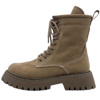Women's British Style Solid Color Round Toe Classic Boots main image 5