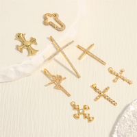 Simple Style Cross Copper Plating Inlay Zircon 18k Gold Plated Charms main image 1