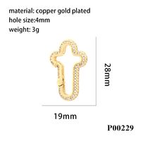 Simple Style Cross Copper Plating Inlay Zircon 18k Gold Plated Charms sku image 6