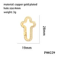 Simple Style Cross Copper Plating Inlay Zircon 18k Gold Plated Charms main image 2