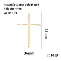 Simple Style Cross Copper Plating Inlay Zircon 18k Gold Plated Charms sku image 4