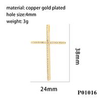 Simple Style Cross Copper Plating Inlay Zircon 18k Gold Plated Charms main image 9