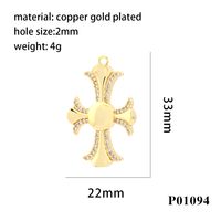 Simple Style Cross Copper Plating Inlay Zircon 18k Gold Plated Charms sku image 5