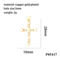 Simple Style Cross Copper Plating Inlay Zircon 18k Gold Plated Charms main image 10