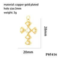 Simple Style Cross Copper Plating Inlay Zircon 18k Gold Plated Charms sku image 3