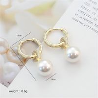 1 Pair Elegant Solid Color Plating Inlay Copper Alloy Pearl Zircon 18k Gold Plated Drop Earrings sku image 1