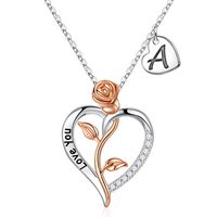Wholesale Casual Classic Style Letter Heart Shape Rose 304 Stainless Steel Copper Plating Inlay Zircon sku image 1