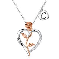 Wholesale Casual Classic Style Letter Heart Shape Rose 304 Stainless Steel Copper Plating Inlay Zircon sku image 2