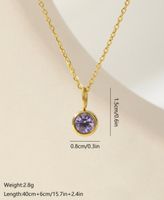 Wholesale Elegant Round Stainless Steel Plating Inlay 18k Gold Plated Zircon Pendant Necklace main image 2