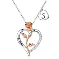 Wholesale Casual Classic Style Letter Heart Shape Rose 304 Stainless Steel Copper Plating Inlay Zircon sku image 17