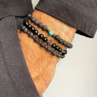 Streetwear Cross Natural Stone Beaded Men's Bracelets main image 1