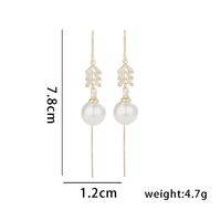 1 Pair Simple Style Commute Round Plating Inlay Copper Artificial Pearls Rhinestones 14k Gold Plated Dangling Earrings main image 2